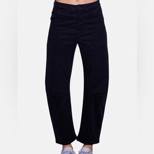 Nili Lotan Emerson Pant Carbon Bow Leg Cropped 6 midnight blue black Barrel NWT